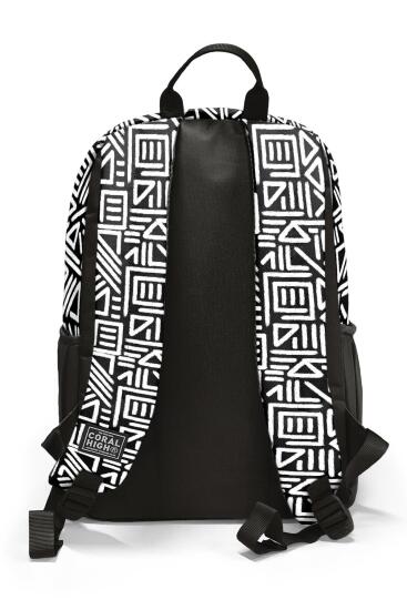 Coral High Siyah Beyaz Geomatrik Desenli Okul Sırt Çantası 23682 - 2