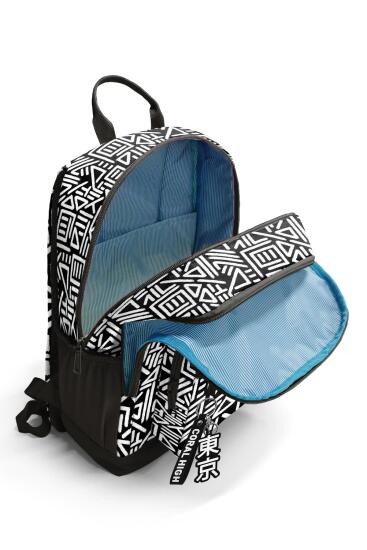 Coral High Siyah Beyaz Geomatrik Desenli Okul Sırt Çantası 23682 - 3