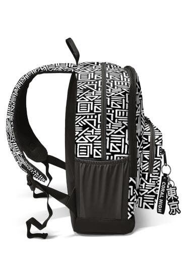 Coral High Siyah Beyaz Geomatrik Desenli Okul Sırt Çantası 23682 - 5