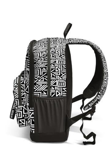 Coral High Siyah Beyaz Geomatrik Desenli Okul Sırt Çantası 23682 - 8
