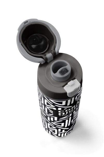 Coral High Siyah Beyaz Geometrik Desenli Pipetli ve Direkt İçim Çelik Termos 800 ml 38542 - 7