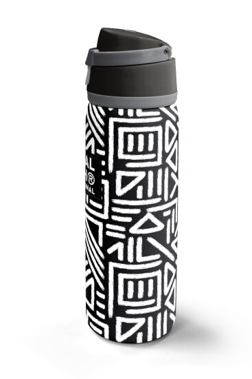 Coral High Siyah Beyaz Geometrik Desenli Pipetli ve Direkt İçim Çelik Termos 800 ml 38542 - 5