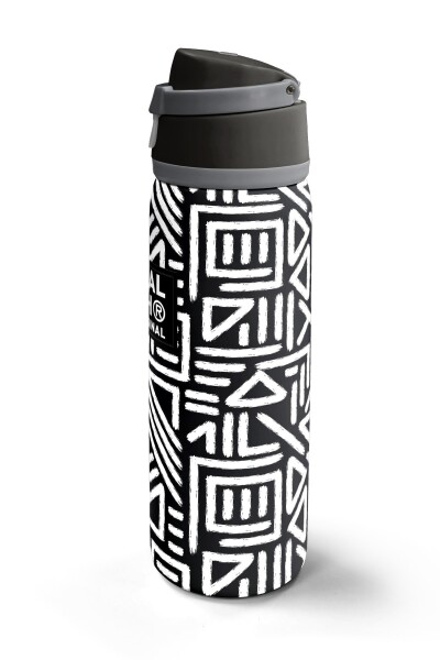 Coral High Siyah Beyaz Geometrik Desenli Pipetli ve Direkt İçim Çelik Termos 800 ml 38542 - 5