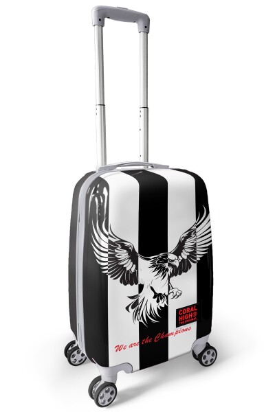 Coral High Siyah Beyaz Kartal Taraftar Desenli Kabin Boy Valiz (50cm) 16564 - 6