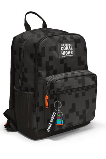 Coral High Siyah Blok Desenli Okul Sırt Çantası 23694 
