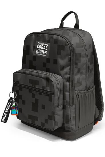 Coral High Siyah Blok Desenli Okul Sırt Çantası 23694 - 7