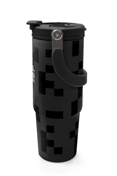 Coral High Siyah Blok Desenli Pipetli ve Direkt İçim Çelik Termos 900 ml 38720 - 5