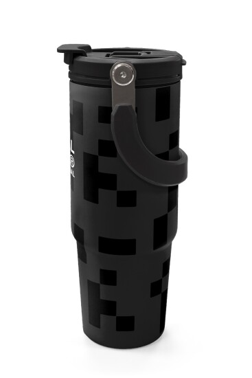 Coral High Siyah Blok Desenli Pipetli ve Direkt İçim Çelik Termos 900 ml 38720 - 5