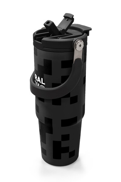Coral High Siyah Blok Desenli Pipetli ve Direkt İçim Çelik Termos 900 ml 38720 - 2