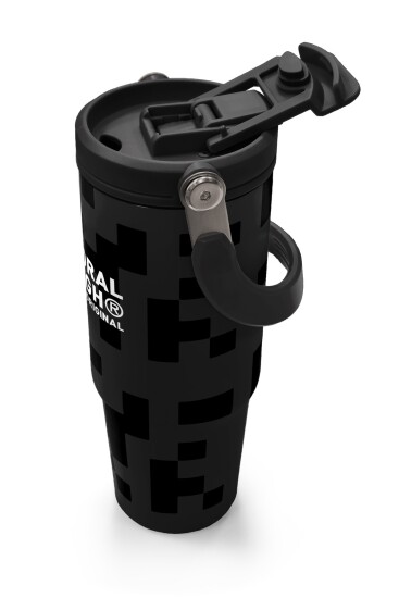 Coral High Siyah Blok Desenli Pipetli ve Direkt İçim Çelik Termos 900 ml 38720 - 3