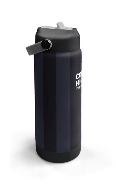 Coral High Siyah Çizgili Desenli Katlanır Ağızlıklı Çelik Termos 650 ml 38318 - 3