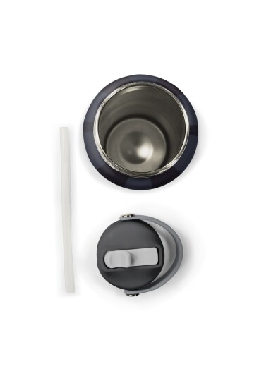 Coral High Siyah Çizgili Desenli Katlanır Ağızlıklı Çelik Termos 650 ml 38318 - 6