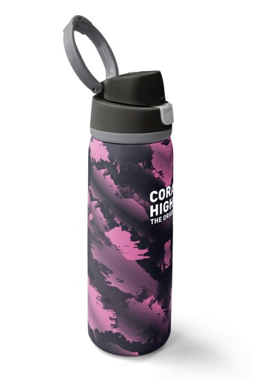Coral High Siyah Desenli Pipetli ve Direkt İçim Çelik Termos 800 ml 38571 - 2