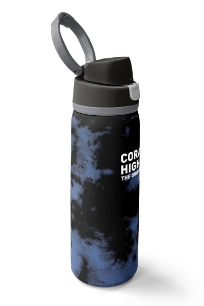 Coral High Siyah Desenli Pipetli ve Direkt İçim Çelik Termos 800 ml 38584 - 2