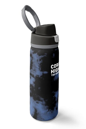 Coral High Siyah Desenli Pipetli ve Direkt İçim Çelik Termos 800 ml 38584 - 2