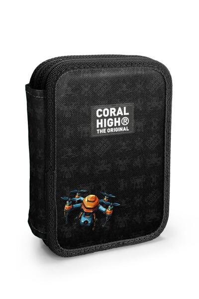 Coral High Siyah Drone Desenli Çift Katlı Kalem Çanta 11158 - 1