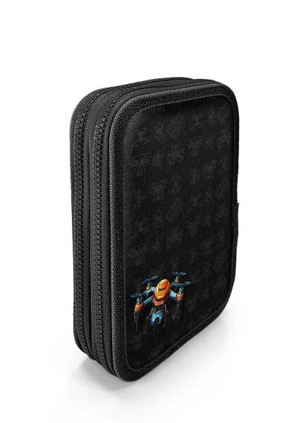 Coral High Siyah Drone Desenli Çift Katlı Kalem Çanta 11158 - 3