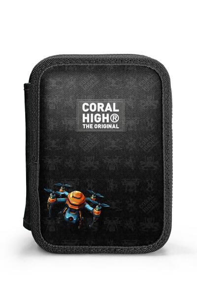 Coral High Siyah Drone Desenli Çift Katlı Kalem Çanta 11158 - 10
