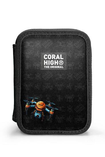 Coral High Siyah Drone Desenli Çift Katlı Kalem Çanta 11158 - 10