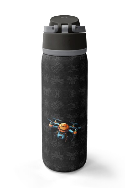 Coral High Siyah Drone Desenli Pipetli ve Direkt İçim Çelik Termos 800 ml 38551 - 6