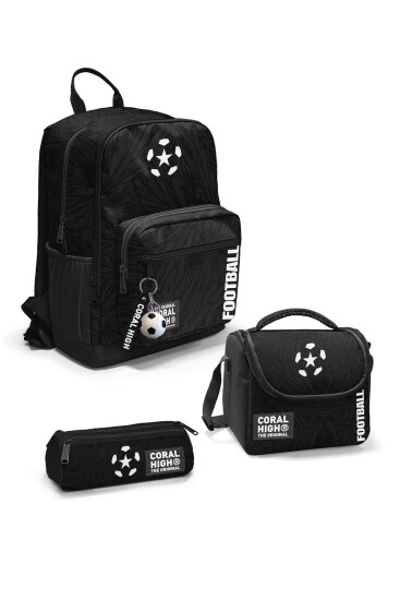 Coral High Siyah Futbol Desenli 3’lü Okul Çanta Seti SET0123698 - CORAL HIGH