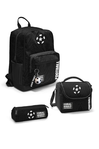 Coral High Siyah Futbol Desenli 3’lü Okul Çanta Seti SET0123698 - 1