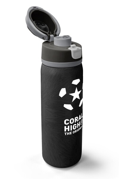 Coral High Siyah Futbol Desenli Pipetli ve Direkt İçim Çelik Termos 800 ml 38558 - 3