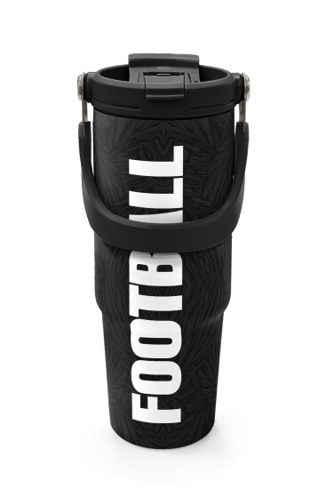 Coral High Siyah Futbol Desenli Pipetli ve Direkt İçim Çelik Termos 900 ml 38722 - 7