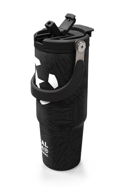 Coral High Siyah Futbol Desenli Pipetli ve Direkt İçim Çelik Termos 900 ml 38722 - 2