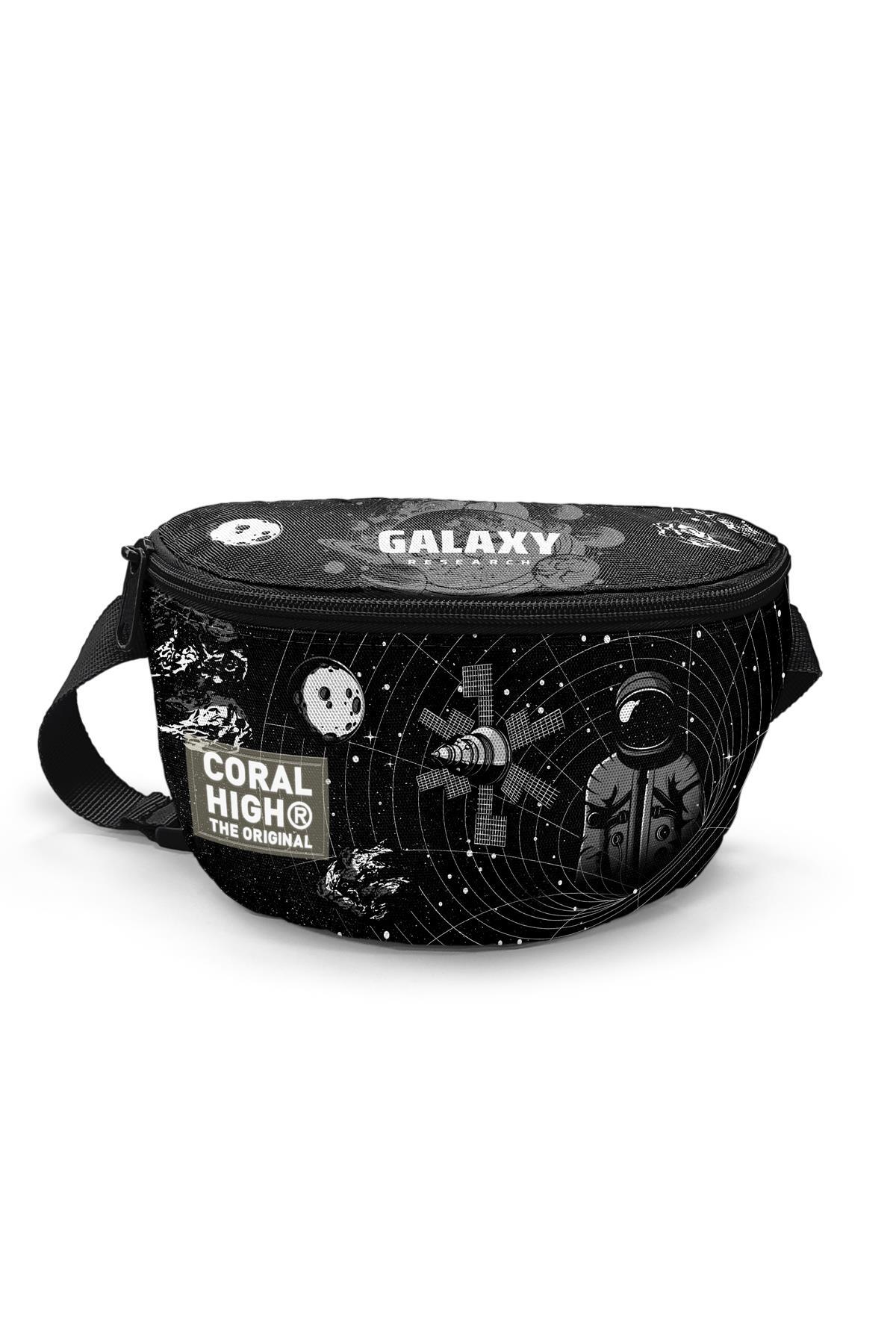 Coral High Siyah Galaxy Desenli  Bel Çantası 11552