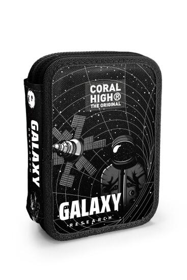 Coral High Siyah Galaxy Desenli Çift Katlı Kalem Çanta 11148 - Coral High