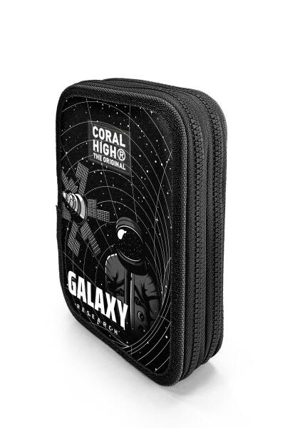 Coral High Siyah Galaxy Desenli Çift Katlı Kalem Çanta 11148 - 2