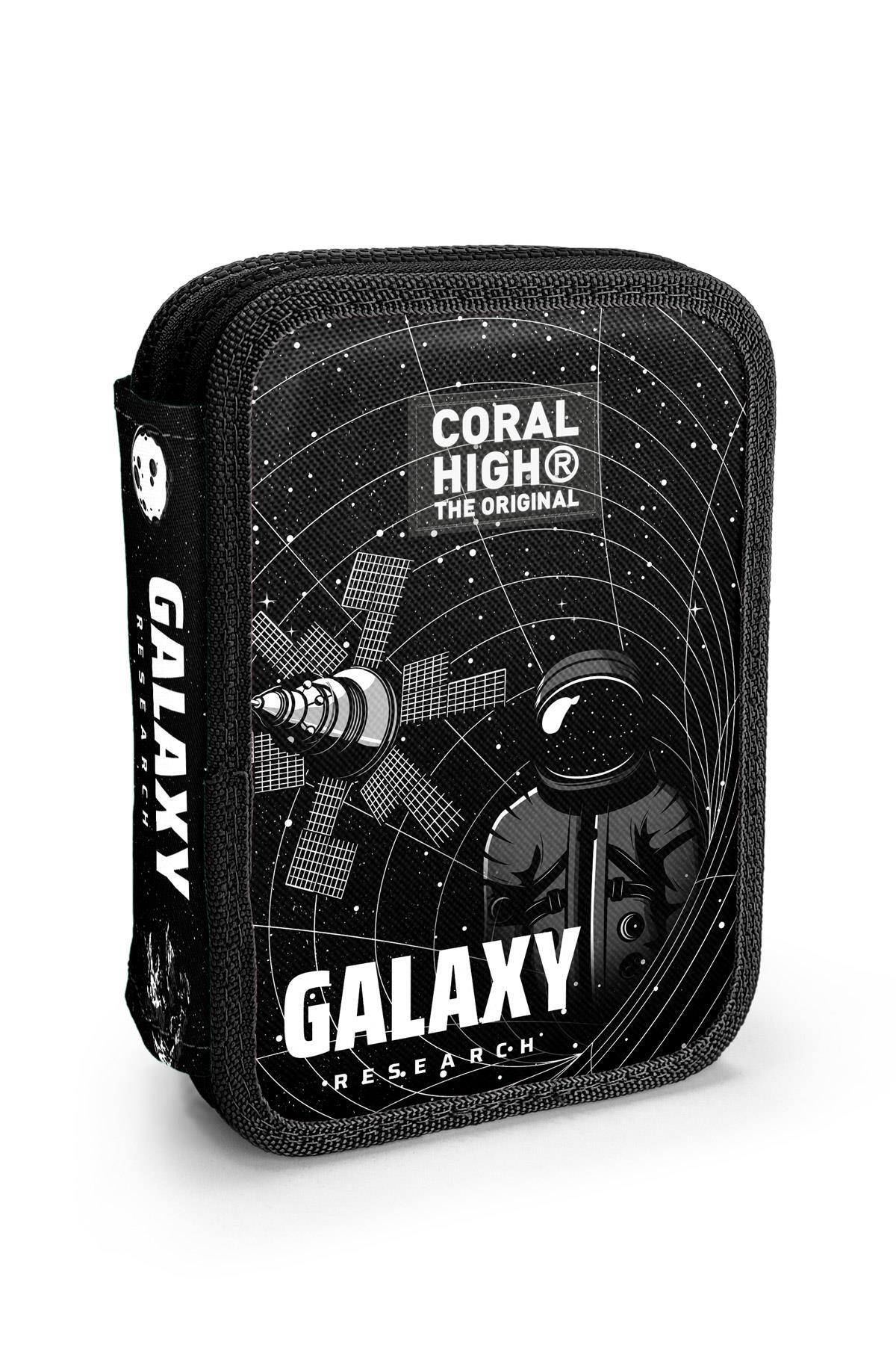 Coral High Siyah Galaxy Desenli Çift Katlı Kalem Çanta 11148