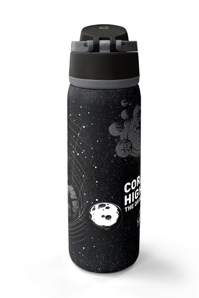 Coral High Siyah Galaxy Desenli Pipetli ve Direkt İçim Çelik Termos 800 ml 38533 - 6
