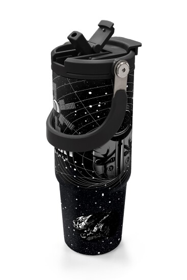 Coral High Siyah Galaxy Desenli Pipetli ve Direkt İçim Çelik Termos 900 ml 38713 - 2