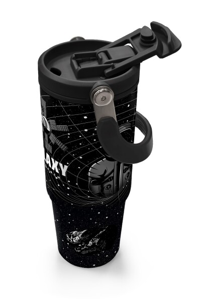 Coral High Siyah Galaxy Desenli Pipetli ve Direkt İçim Çelik Termos 900 ml 38713 - 3