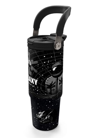 Coral High Siyah Galaxy Desenli Pipetli ve Direkt İçim Çelik Termos 900 ml 38713 - 4
