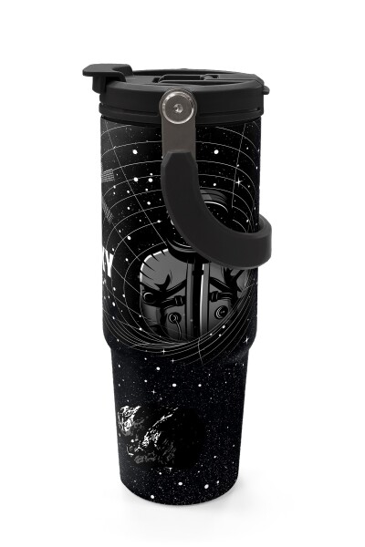 Coral High Siyah Galaxy Desenli Pipetli ve Direkt İçim Çelik Termos 900 ml 38713 - 5