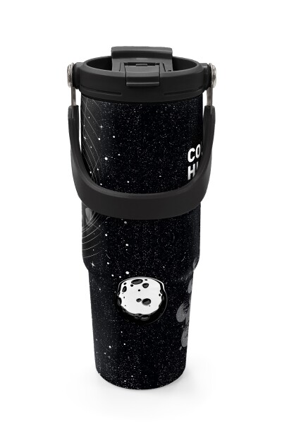 Coral High Siyah Galaxy Desenli Pipetli ve Direkt İçim Çelik Termos 900 ml 38713 - 7