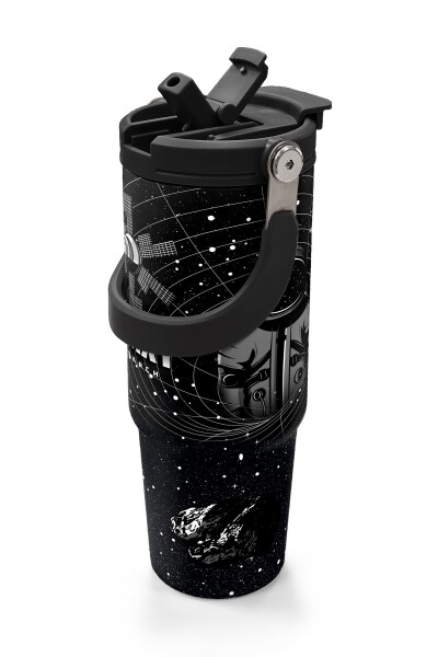 Coral High Siyah Galaxy Desenli Pipetli ve Direkt İçim Çelik Termos 900 ml 38713 - 2