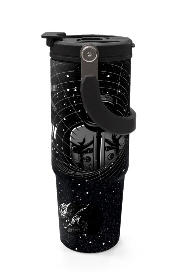 Coral High Siyah Galaxy Desenli Pipetli ve Direkt İçim Çelik Termos 900 ml 38713 - 5
