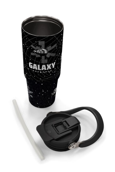 Coral High Siyah Galaxy Desenli Pipetli ve Direkt İçim Çelik Termos 900 ml 38713 - 8