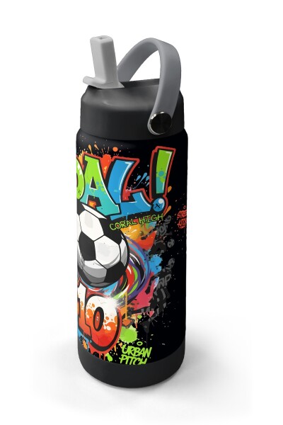 Coral High Siyah Goal Desenli Katlanır Ağızlıklı Çelik Termos 650 ml 38335 - 2