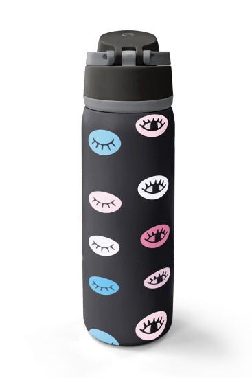 Coral High Siyah Göz Desenli Pipetli ve Direkt İçim Çelik Termos 800 ml 38596 - 6