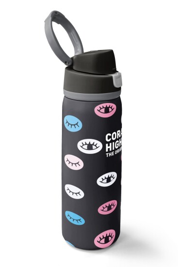 Coral High Siyah Göz Desenli Pipetli ve Direkt İçim Çelik Termos 800 ml 38596 - 2