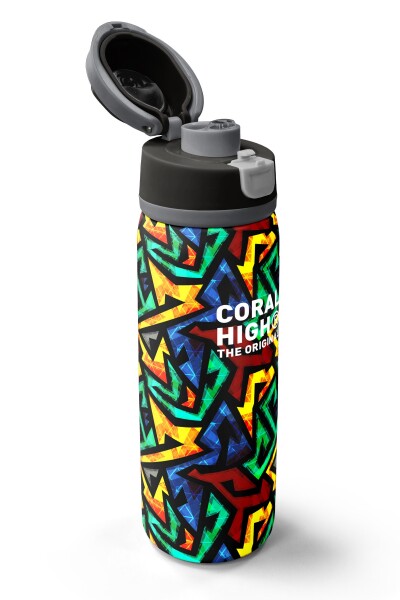 Coral High Siyah Grafiti Desenli Pipetli ve Direkt İçim Çelik Termos 800 ml 38522 - 3