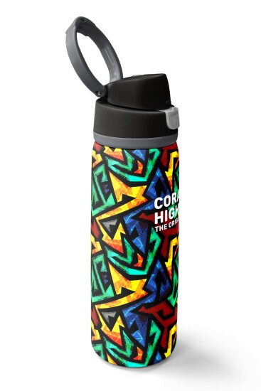 Coral High Siyah Grafiti Desenli Pipetli ve Direkt İçim Çelik Termos 800 ml 38522 - 2