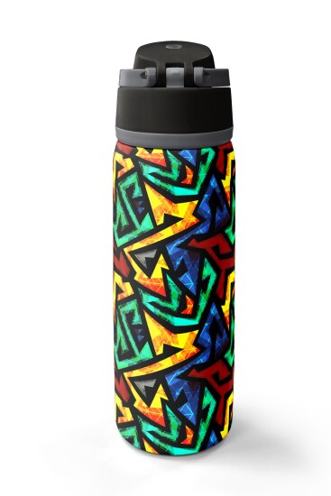 Coral High Siyah Grafiti Desenli Pipetli ve Direkt İçim Çelik Termos 800 ml 38522 - 6