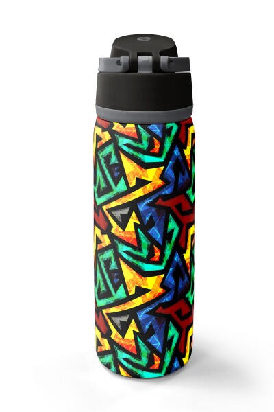 Coral High Siyah Grafiti Desenli Pipetli ve Direkt İçim Çelik Termos 800 ml 38522 - 6