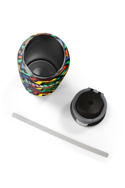 Coral High Siyah Grafiti Desenli Pipetli ve Direkt İçim Çelik Termos 800 ml 38522 - 8